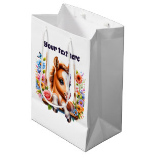 Cute baby horse customisable medium gift bag