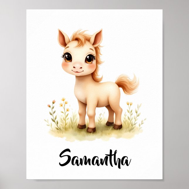 Cute Baby Horse Personalised Nursery Wall Art (Front)