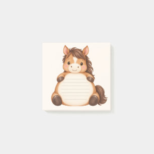 Cute Baby Horse Watercolor Lined Sticky Notes
