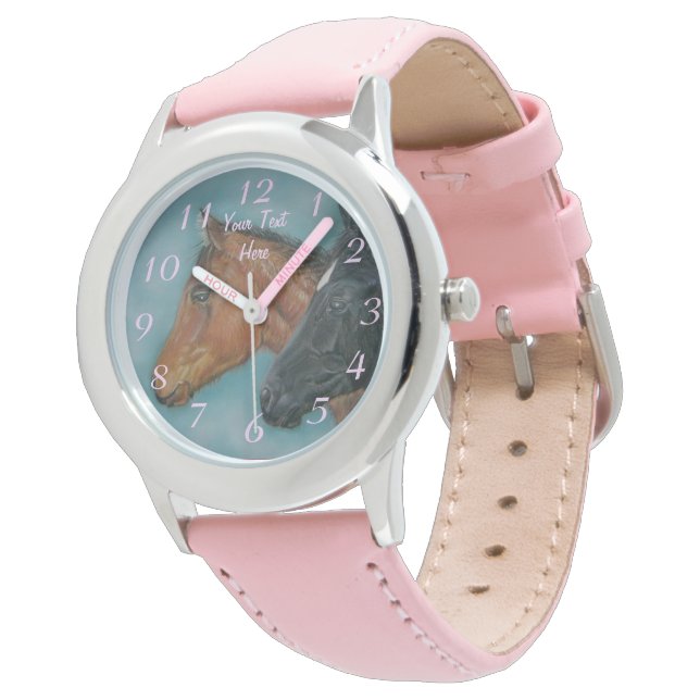 cute baby horses black foal chestnut foal portrait watch (Angled)