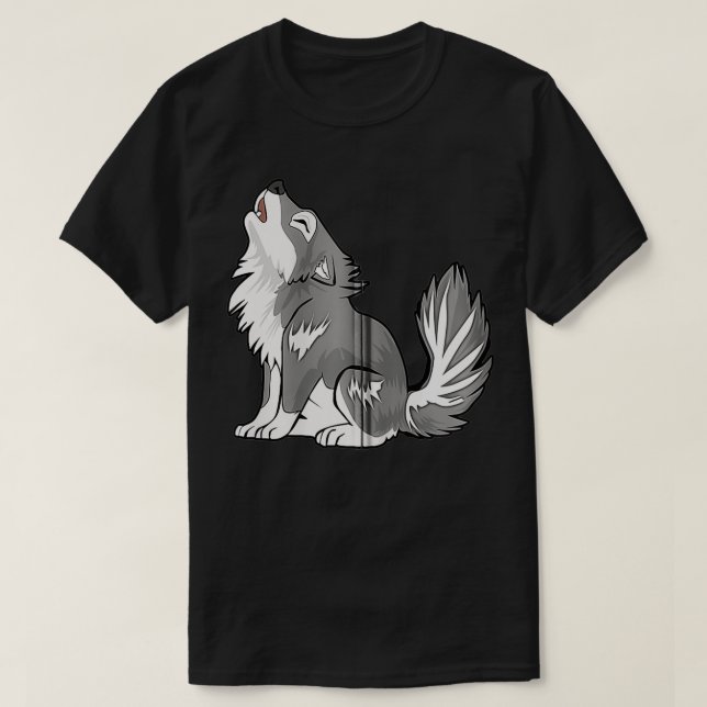 Cute Baby Howling Wolf Cub Sketch Gifts Costume St T-Shirt (Design Front)