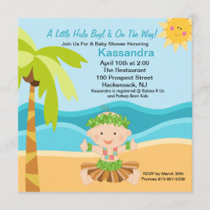 Cute Baby Hula Boy Baby Shower Invitation