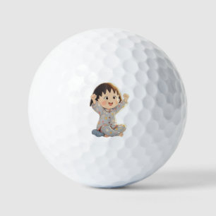 Cute Baby Illustration on Golf Ball – Playful Spor