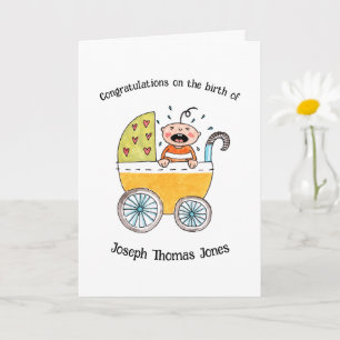 Cute Baby in Pram Congratulations on the Birth of Card