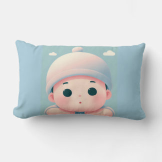 cute baby in woollen cap  lumbar cushion