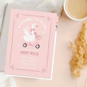Cute Baby is on the way baby shower invite Pink