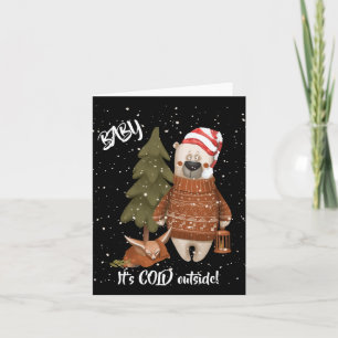 Cute Baby Its Cold Outside Bear And Fox T Shirt Card