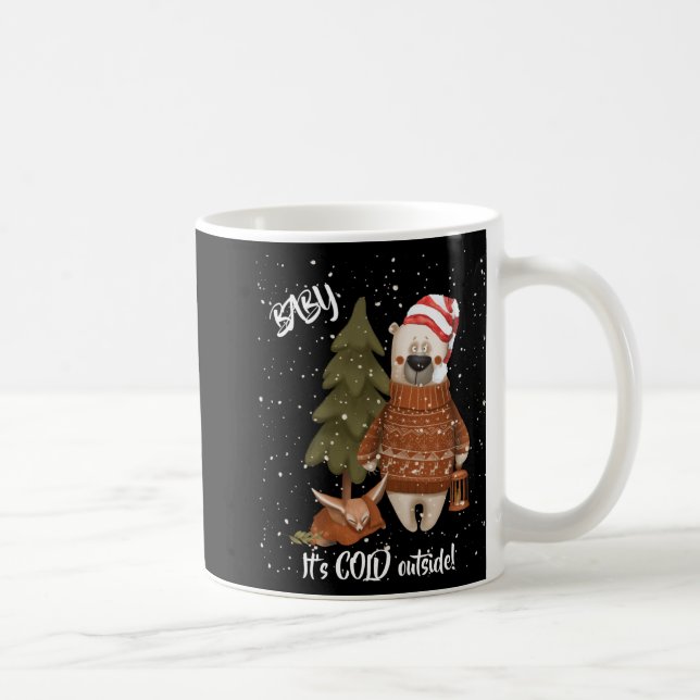 Cute Baby Its Cold Outside Bear And Fox T Shirt  Coffee Mug (Right)
