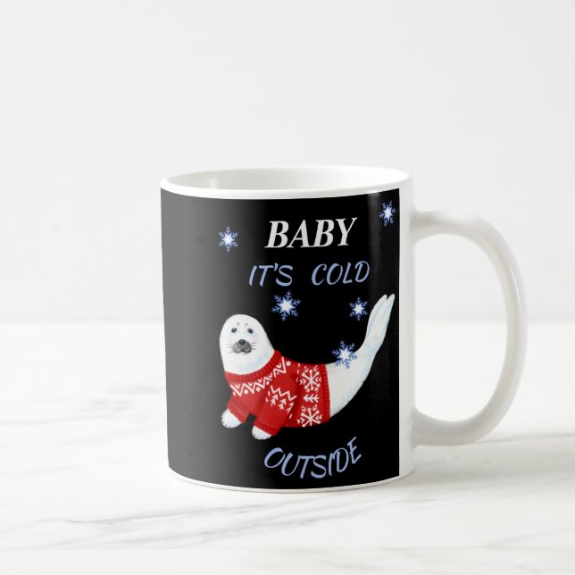 Cute Baby Its Cold Outside Winter Seal T Shirt  Coffee Mug (Right)