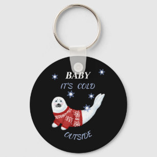Cute Baby Its Cold Outside Winter Seal T Shirt Key Ring