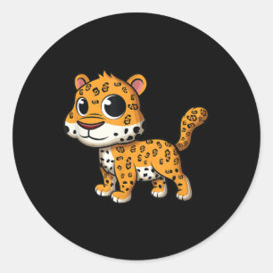 Cute Baby Jaguar - Jungle Animal Cat Lover Tee  Classic Round Sticker