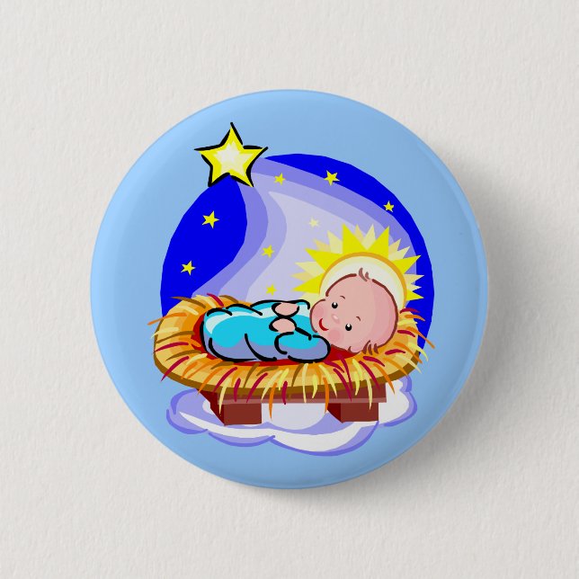 Cute Baby Jesus And Star 6 Cm Round Badge (Front)