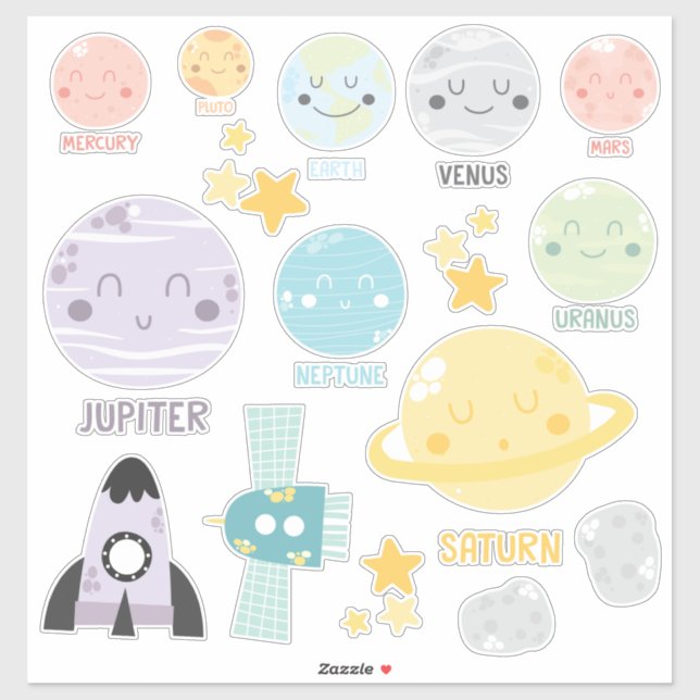 Cute Baby Kawaii Solar System Planets (Sheet)