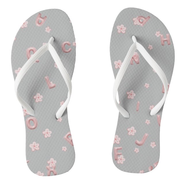 Cute baby kids ABC Alphabet flower Children B2S Flip Flops (Footbed)