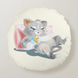 Cute Baby Kitty Round Cushion