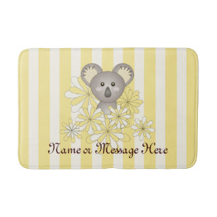 Cute Baby Koala Animal Yellow Nursery Kids Bath Mat