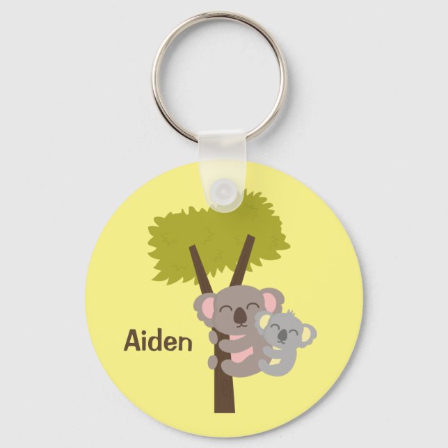 Cute Baby Koala Bear and Mummy For Kids Key Ring (Front)
