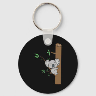 Cute Baby Koala Climbing A Eucalyptus Tree Key Ring