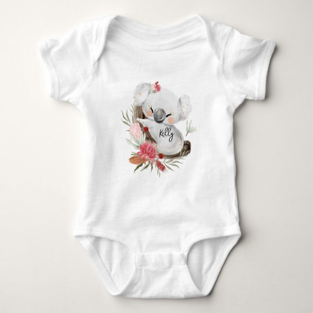 Cute Baby Koala Gold Speckle Custom Name           Bodysuit (Front)