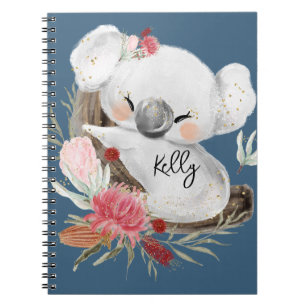 Cute Baby Koala Gold Speckle Custom Name          Notebook
