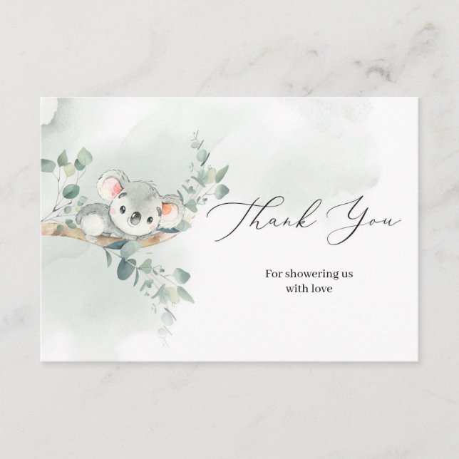 Cute baby koala greenery eucalyptus thank you enclosure card (Front)