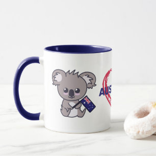 Cute baby koala holding Aussie flag & heart Coffee Mug