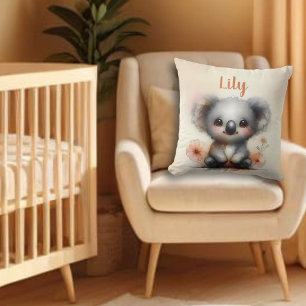 Cute Baby Koala Personalised Name Throw Pillow
