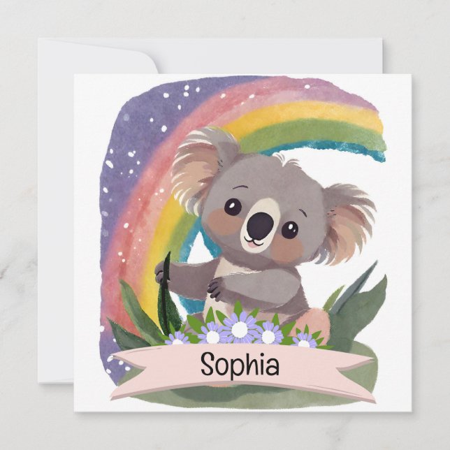 Cute Baby Koala Rainbow Custom Name (Front)