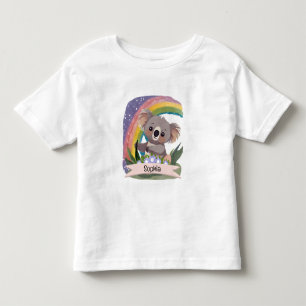 Cute Baby Koala Rainbow Custom Name Toddler T-Shirt