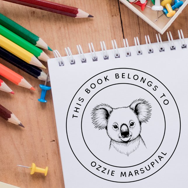 Cute Baby Koala This Book Belongs To Kid's Name Self-inking Stamp (Creator Uploaded)