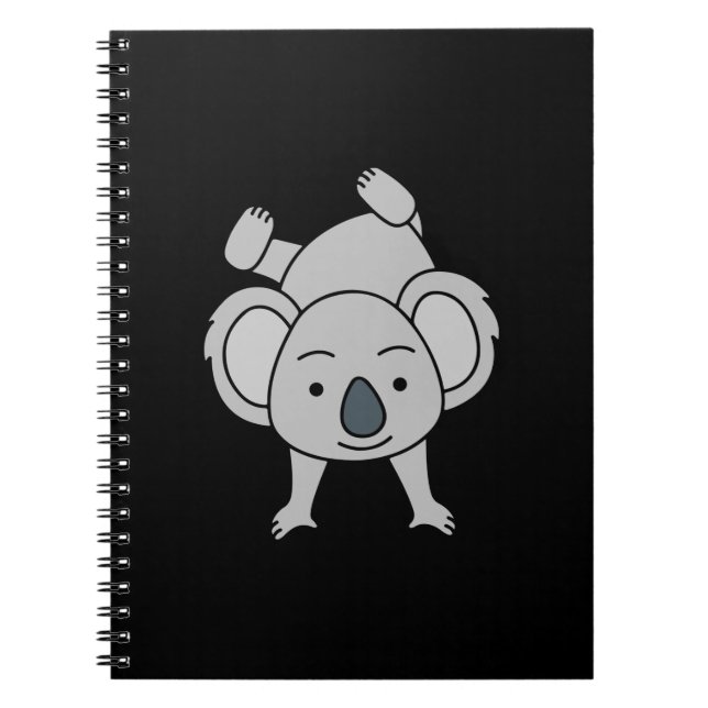 Cute Baby Koala With A Smile Doing A Handstand Notebook (Front)