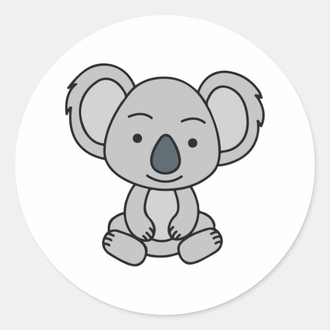 Cute Baby Koala With A Smile Sitting Down Classic Round Sticker (Front)