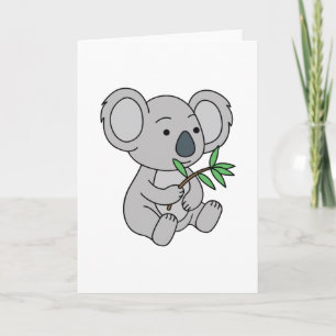 Cute Baby Koala With Eucalyptus Leaves Card