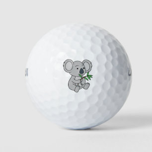 Cute Baby Koala With Eucalyptus Leaves Golf Balls