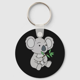 Cute Baby Koala With Eucalyptus Leaves Key Ring
