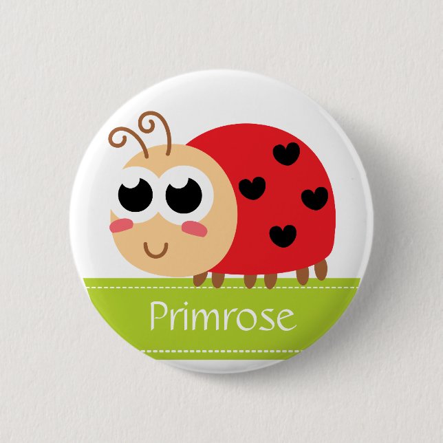 Cute Baby Ladybug with heart spots 6 Cm Round Badge (Front)