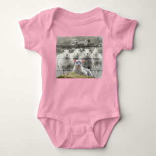 Cute Baby Lamb and Family Baby Bodysuit