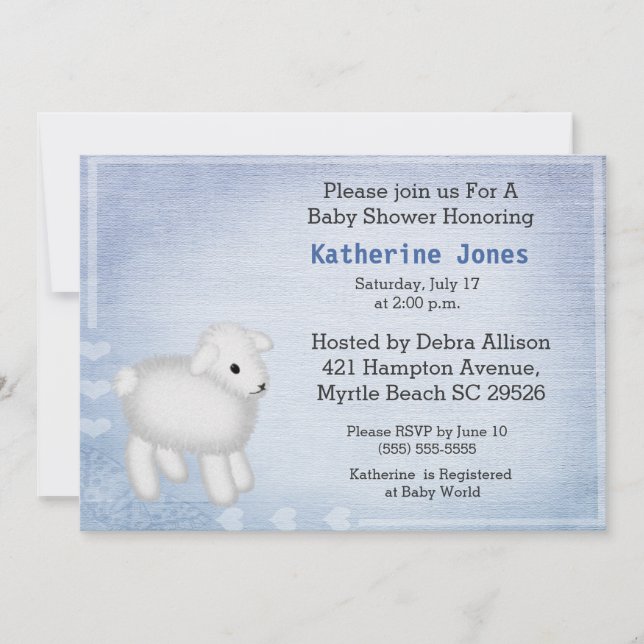 Cute Baby Lamb Baby Shower Invitation (Front)