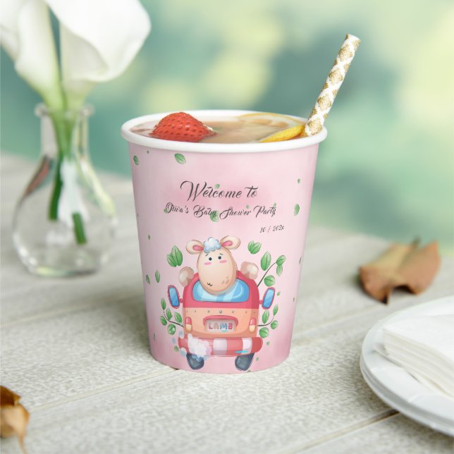 Cute Baby Lamb Baby Shower Paper Cups (Insitu)