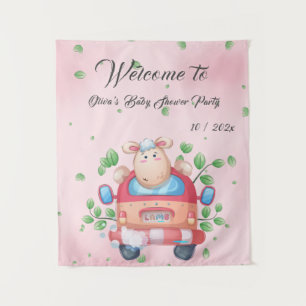 Cute Baby Lamb Baby Shower Tapestry