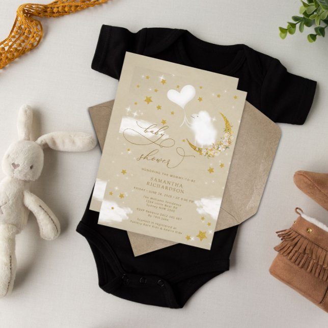 Cute Baby Lamb Balloon Baby Shower Invitation (Creator Uploaded)