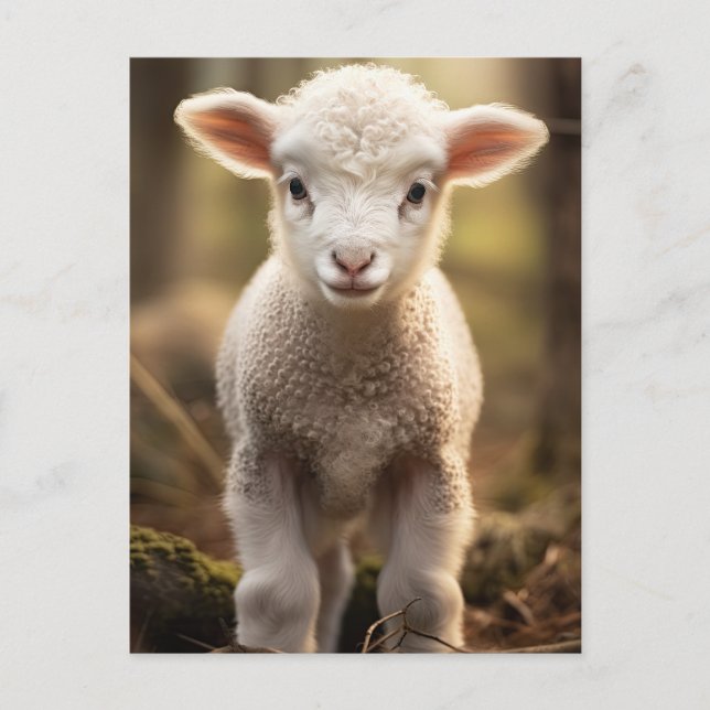 Cute Baby Lamp Ewe - Funny Farm Animals Postcard (Front)