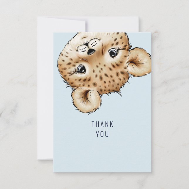 Cute Baby Leopard Baby Shower Thank You Custom  Card (Front)