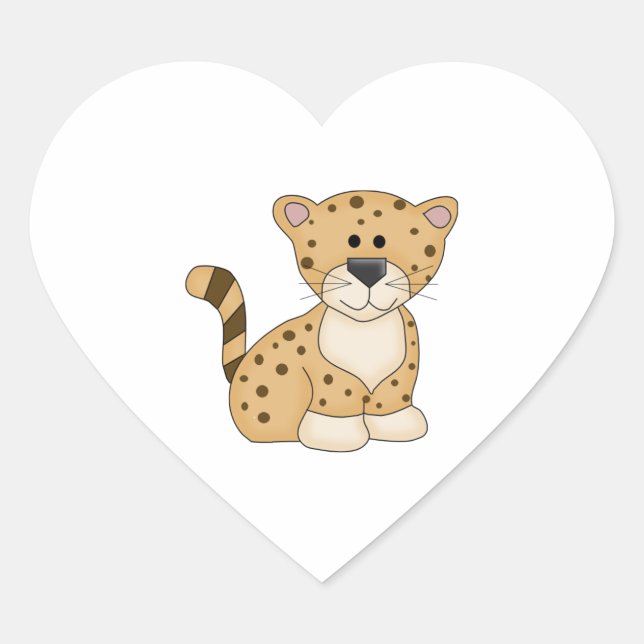 Cute Baby Leopard Heart Sticker (Front)