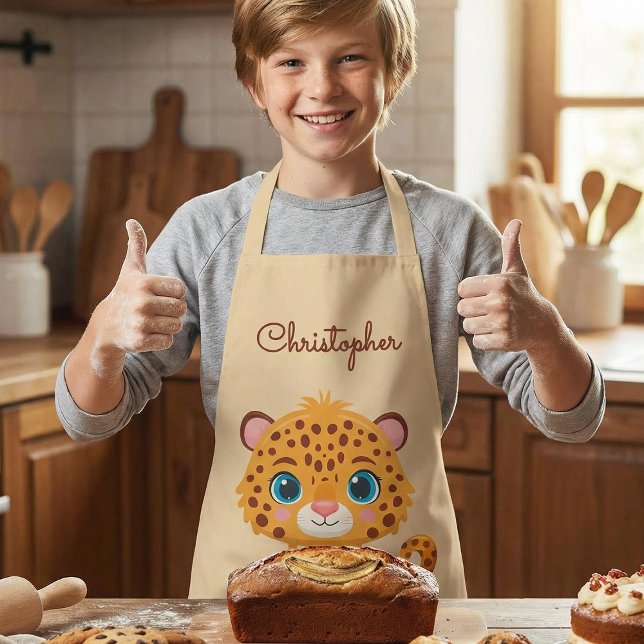 Cute Baby Leopard Safari Animal Kids Apron (Creator Uploaded)