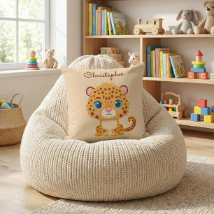 Cute Baby Leopard Safari Animal Kids Cushion