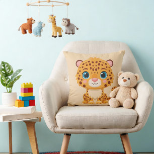 Cute Baby Leopard Safari Animal Kids Cushion