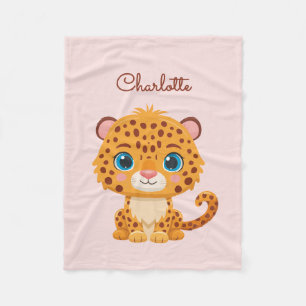 Cute Baby Leopard Safari Animal Kids Fleece Blanket