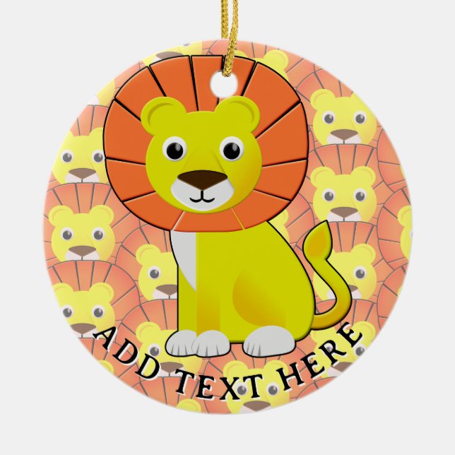 Cute Baby Lion All Over Print Pattern Ceramic Tree Decoration (Front)