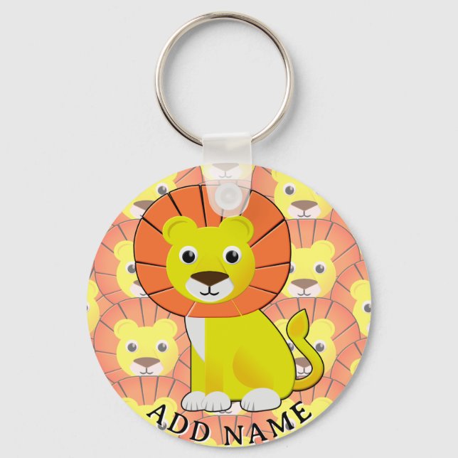 Cute Baby Lion All Over Print Pattern Key Ring (Front)